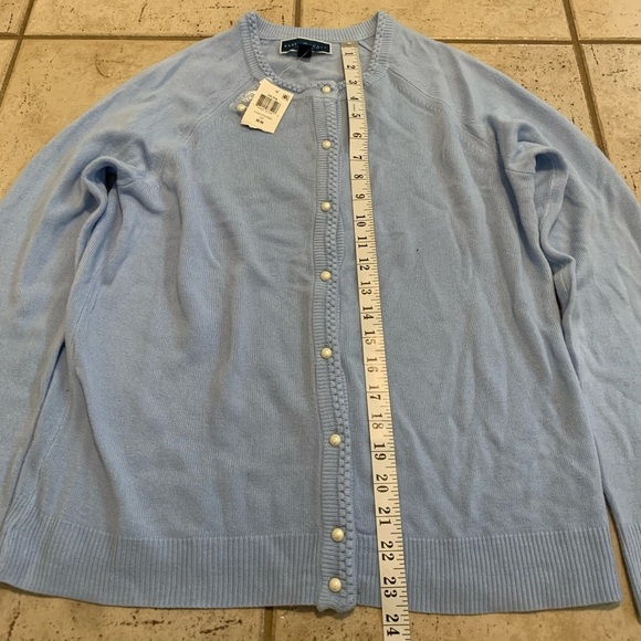 Karen Scott Light Blue Cardigan with Faux Pearl Buttons, Size M - Picture 7 of 7